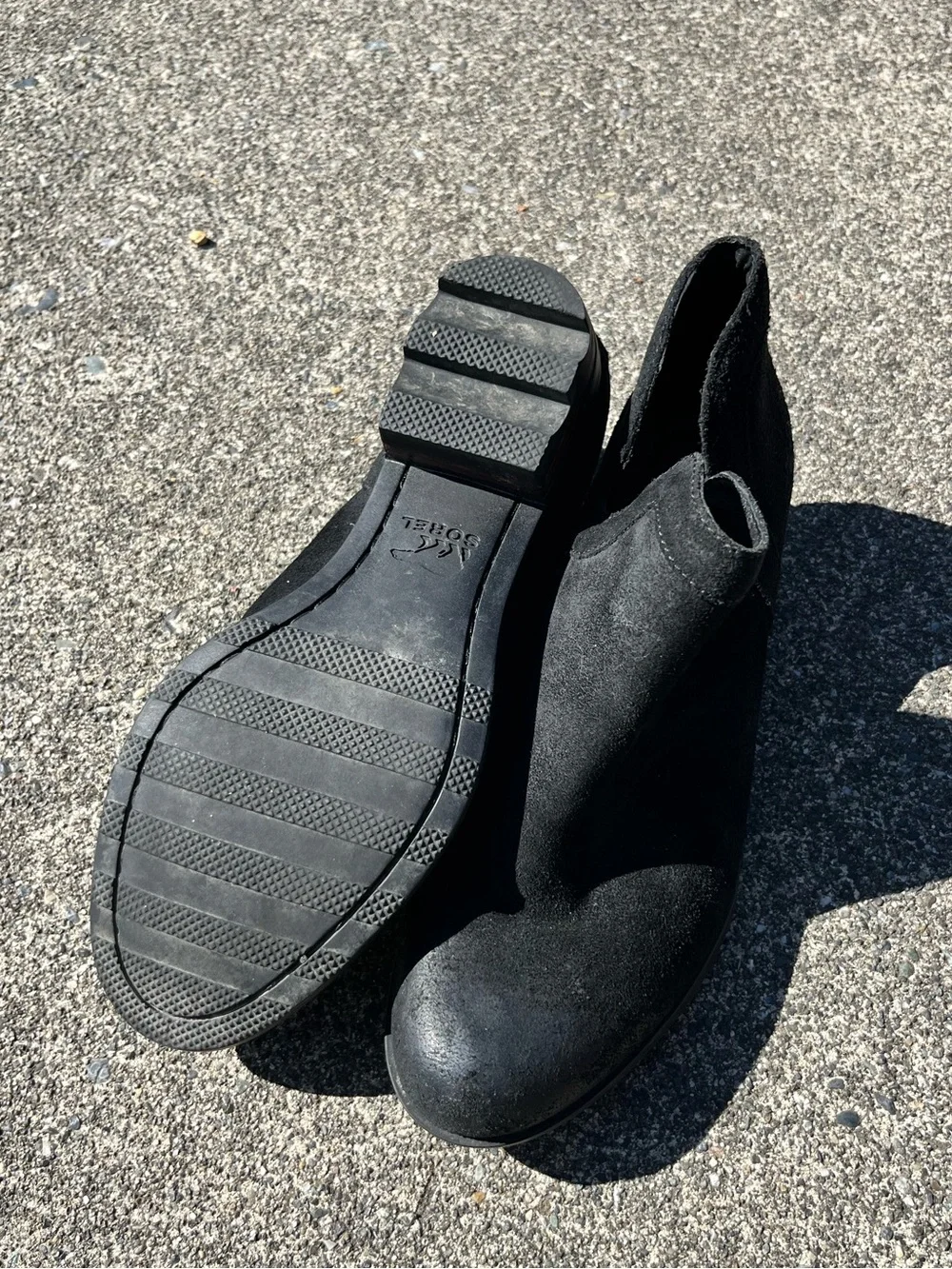 Sorel Black Suede Ankle Booties